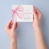 Goedkope Roze Waterverf Bow Ribbon Meisje Baby sho Flyer (Hand)