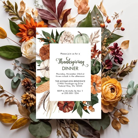 Goedkope rustieke groene Thanksgiving diner uitnod Flyer