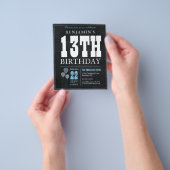 Goedkope rustieke krijtbord blauwe ballon 13e verj flyer (Hand)