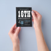 Goedkope rustieke krijtbord blauwe ballon 16e verj flyer (Hand)