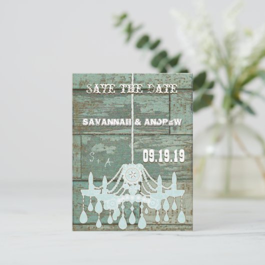 Goedkope Rustieke Schuur Hout Blauw Rustiek Save t Aankondigingskaart (Staand voorkant)