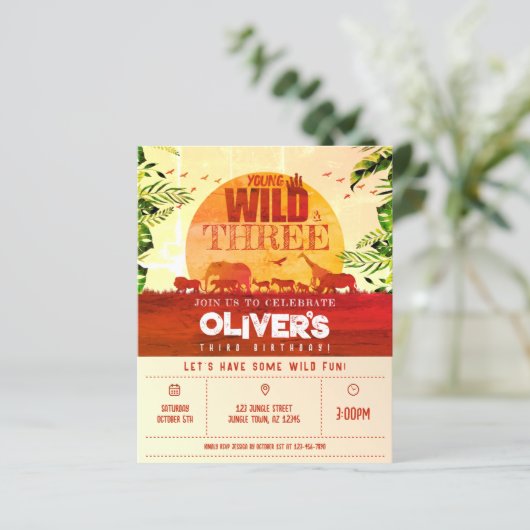 Goedkope Safari Animal Young Wild & 3 Foto Verjaar (Staand voorkant)