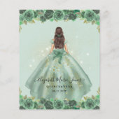 Goedkope Sage Groen Goud Bloemen Prinses Quinceane Flyer (Achterkant)