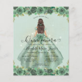 Goedkope Sage Groen Goud Bloemen Prinses Quinceane Flyer (Voorkant)