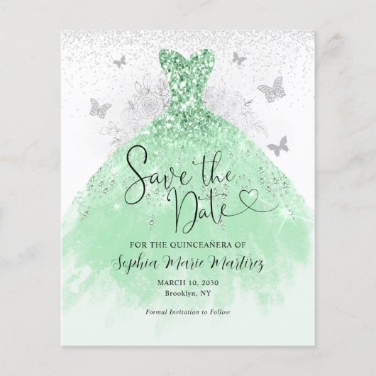Goedkope Sage Groene Jurk Quinceañera Save the Dat Flyer (Voorkant)