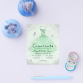 Goedkope Sage Groene Zilveren Glitter Gown Quincea Flyer (Enkel)