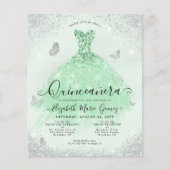 Goedkope Sage Groene Zilveren Glitter Gown Quincea Flyer (Voorkant)