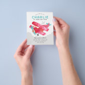 Goedkope Sky Cloud Waterverf Red Airplane Verjaard Flyer (Hand)