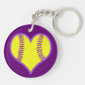 Goedkope Softball Gift Ideeën Uw KLEUREN en 2 TEKS Sleutelhanger (Achterkant)