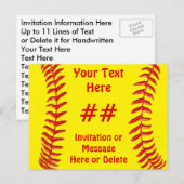 Goedkope Softball Party-uitnodigingen GEVESTIGD Uitnodiging Briefkaart (Voorkant / Achterkant)