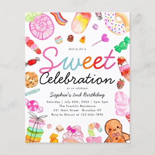 Goedkope Sweet Celebration Kinder Candyland Verjaa Flyer (Voorkant)