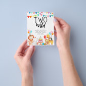 Goedkope TWEE WILD Safari Party Dieren 2e Verjaard Flyer (Hand)