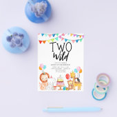 Goedkope TWEE WILD Safari Party Dieren 2e Verjaard Flyer (Enkel)