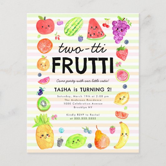 Goedkope TWO-tti Frutti Zomer Fruit 2e Verjaardag Flyer (Voorkant)