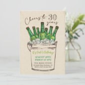 Goedkope uitnodiging op verjaardag, volwassen verj (Staand voorkant)