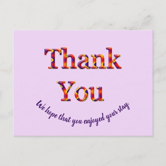 Goedkope vakantiehuis bedankt gast bedankt briefkaart (Voorkant)