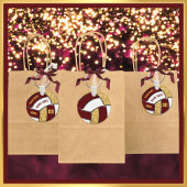 Goedkope Volleybalfeesten, maroon, goud Sleutelhanger