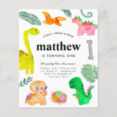 Goedkope Waterverf Dino Oerwoud Dinosaurus Verjaar Flyer (Voorkant)