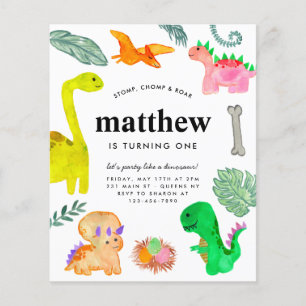 Goedkope Waterverf Dino Oerwoud Dinosaurus Verjaar Flyer