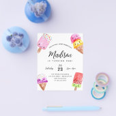 Goedkope Waterverf Popsicle Cone Ice Cream Verjaar Flyer (Enkel)