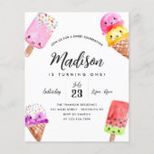 Goedkope Waterverf Popsicle Cone Ice Cream Verjaar Flyer (Voorkant)