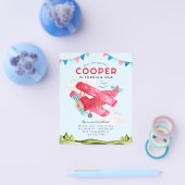 Goedkope Waterverf Sky Clouds Red Airplane Verjaar Flyer (Enkel)