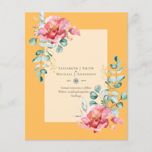 GOEDKOPE Witte Rozen SAVE THE DATES Modern Flyer (Voorkant)