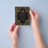 Goedkope  Zwart Bloemen Goud Tiara Quinceanera Flyer (Hand)