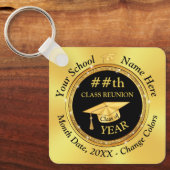 Goedkope Zwart en Goud, Klasse Reunion Gift Ideas, Sleutelhanger (Voorkant)