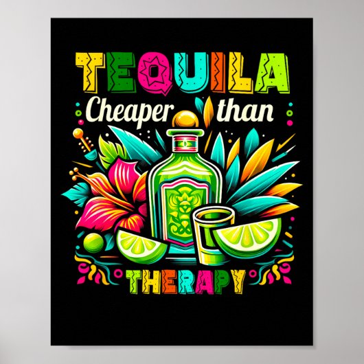 Goedkoper-dan therapie drinken cinco de mayo mexic poster (Voorkant)