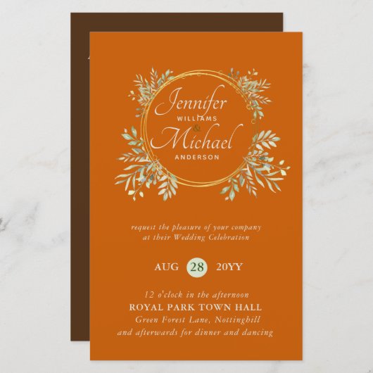 GOEDKOPSTE Huwelijksuitnodiging Groene Krans BUDGE (Voorkant / Achterkant)