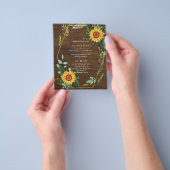 GOEDKOPSTE Rustic Sunflowers Trouw Uitnodiging Flyer (Hand)