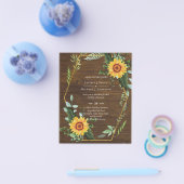 GOEDKOPSTE Rustic Sunflowers Trouw Uitnodiging Flyer (Enkel)