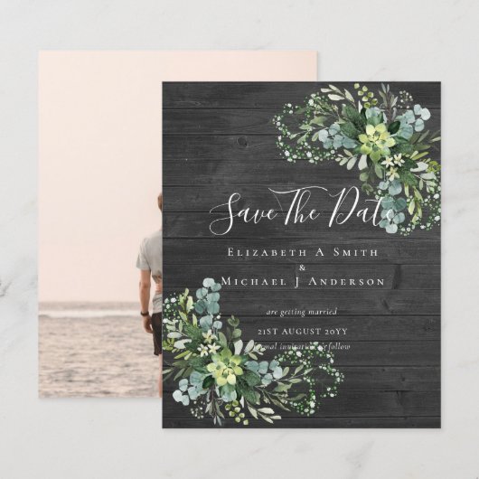 GOEKOPE Foto Save the Dates Eucalyptus Bladeren Gr (Voorkant / Achterkant)