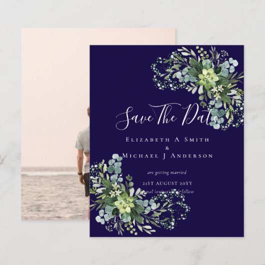 GOEKOPE Foto Save the Dates Eucalyptus Bladeren Gr (Voorkant / Achterkant)