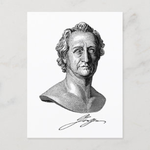 Goethe Bust met handtekening Briefkaart
