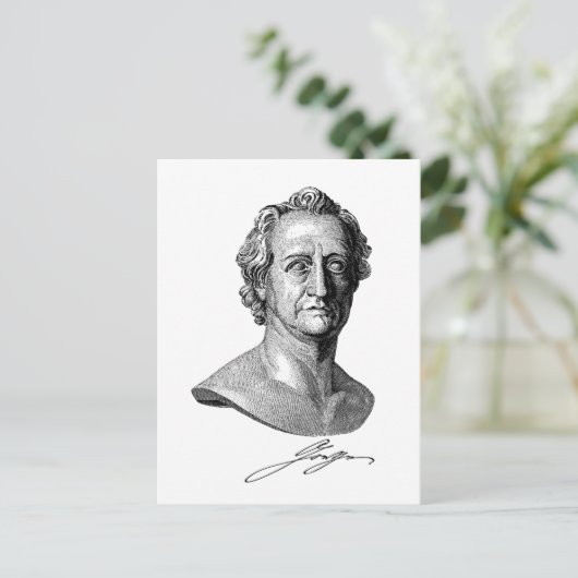 Goethe Bust met handtekening Briefkaart (Staand voorkant)