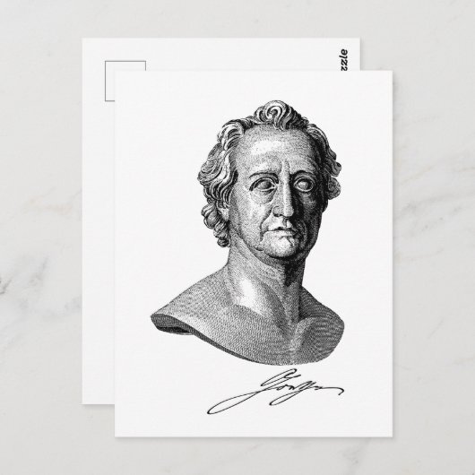 Goethe Bust met handtekening Briefkaart (Voorkant / Achterkant)
