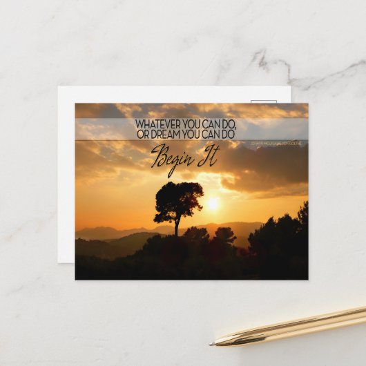 Goethe Inspirerend Quote "Begin het" Briefkaart (Voorkant / Achterkant in situ)