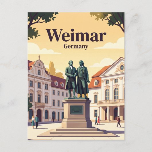 Goethe-Schiller-monument, Weimar, Thüringen, Duits Briefkaart (Voorkant)