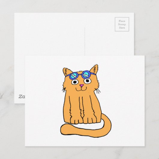 Goggles Cat Briefkaart (Voorkant / Achterkant)