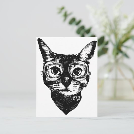 Goggles Cat Briefkaart (Staand voorkant)