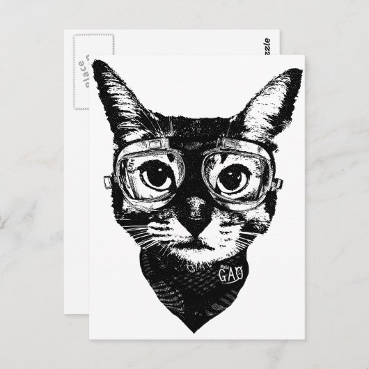 Goggles Cat Briefkaart (Voorkant / Achterkant)