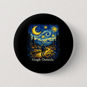 Gogh Buiten Sterrennacht Wandelaar Natuur Kunst Ronde Button 5,7 Cm