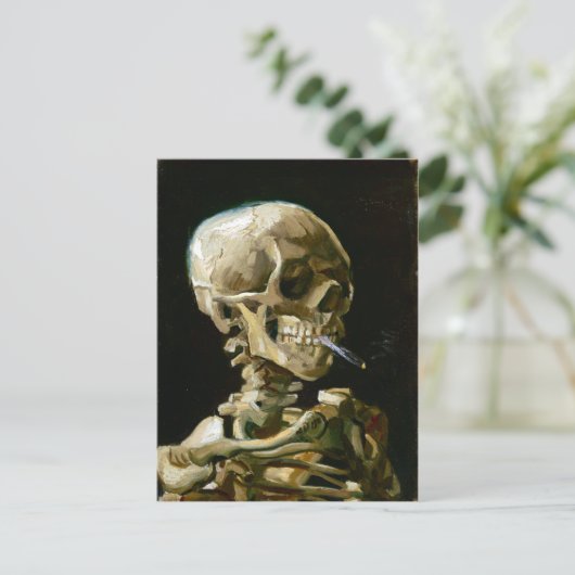 Gogh Head of a Skeleton met een Burning Cigarette Briefkaart (Staand voorkant)