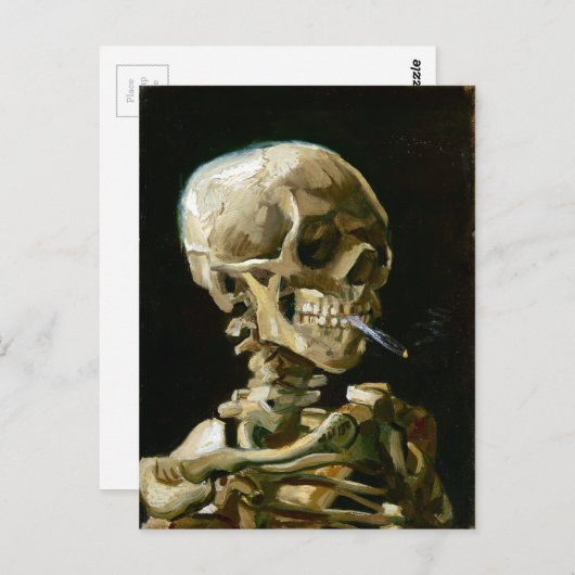 Gogh Head of a Skeleton met een Burning Cigarette Briefkaart (Voorkant / Achterkant)