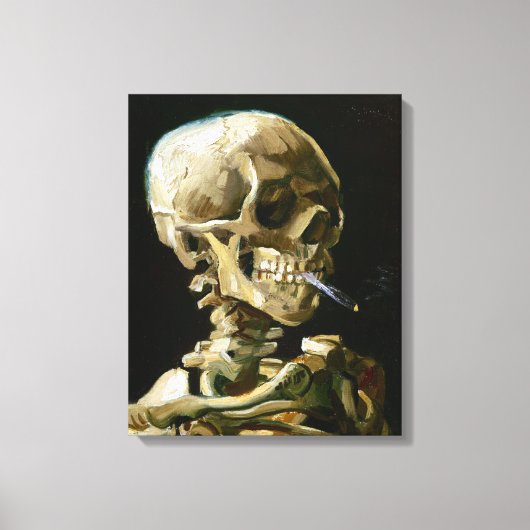 Gogh Head of a Skeleton met een Burning Cigarette Canvas Afdruk (Voorkant)