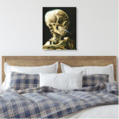 Gogh Head of a Skeleton met een Burning Cigarette Canvas Afdruk (Insitu (Slaapkamer))
