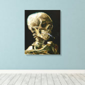 Gogh Head of a Skeleton met een Burning Cigarette Canvas Afdruk (Insitu (Houten vloer))