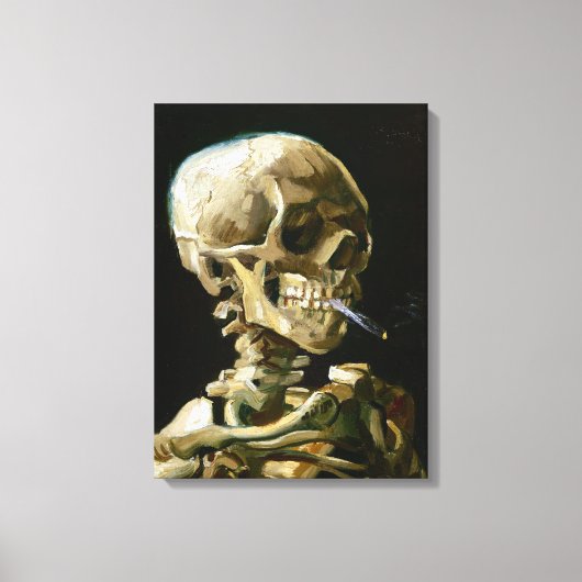 Gogh Head of a Skeleton met een Burning Cigarette Canvas Afdruk (Voorkant)